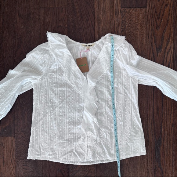 Boden White Swiss Dot Lace Ruffle Blouse Size S NWT Romantic Cottagecore Top - Picture 3 of 4